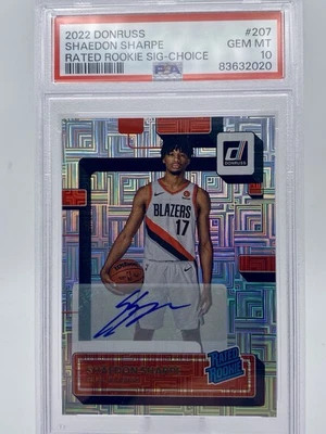 2022 Donruss SHAEDON SHARPE Rated Rookie RC Signature Choice Auto PSA 10 Low Pop - Image 1 of 2