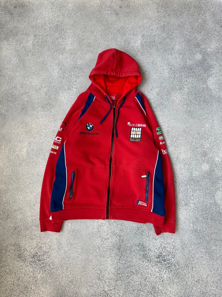 Винтажная мужская толстовка с капюшоном на молнии BMW Motorrad Racing F-1 размер L - Изображение 1 из 4