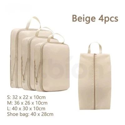 Juego de 4 cubos de embalaje de compresión organizadores de equipaje de viaje bolsas impermeables Foto 1 de 4