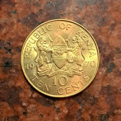Moneda de 10 centavos Kenia 1970 - Au/Unc - #B72387 Foto 1 de 2