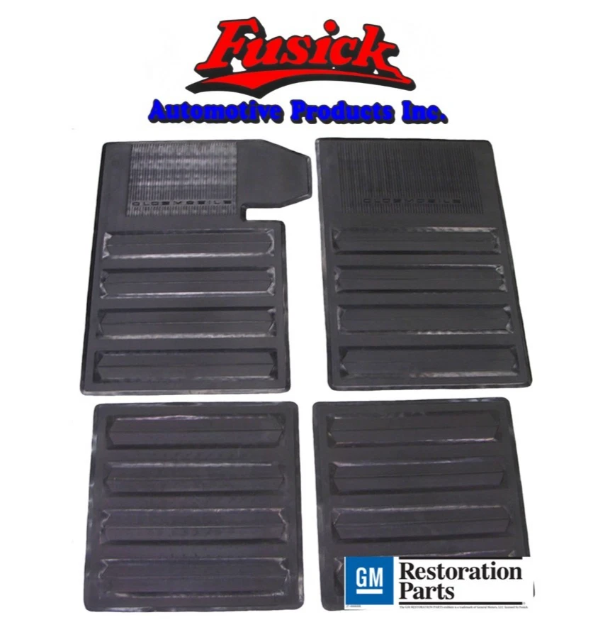 1965-1970 Oldsmobile Delta 88 98 Black Rubber Floor Mat Set Foto 1 de 2