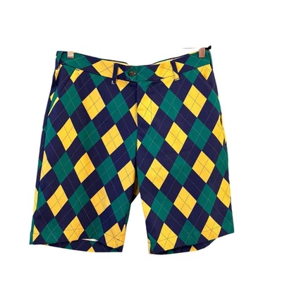 Loudmouth 男式 Frat 男孩短裤尺寸 35 Argyle 格子高尔夫短裤 Preppy Old Money — 第 1/4 张图片