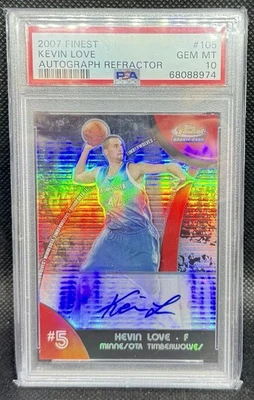 2007 Finest Kevin Love Autograph Refractor XRC Rookie PSA 10 (pop 2) - Image 1 of 2