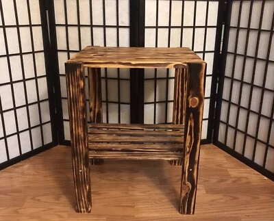 Wooden end table made from reclaimed pallet boards - Image 1 of 4