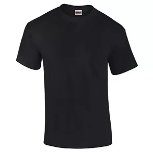 NEW MENS PLAIN BASIC COTTON SHORT SLEEVE GILDAN T-SHIRTS in BLACK Tees Tshirt - Picture 1 of 1