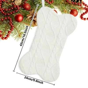 2024 Personalisierte Hunde Weihnachtsstrümpfe Namensschilder Große Knochenform Strumpf - Bild 1 von 1