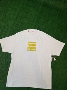 Asspizza Supreme triple box logo White and Gold Bogo XL New with Pin