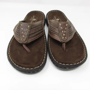 Men's Island Shores Brown Leather Upper Flip Flops Sandals NWOB - Picture 1 of 7