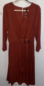 Crossroads Rusty Red Wrap Style Dress Size 16 BNWT - Picture 1 of 4