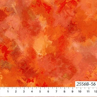 Charisma Poppies Cotton Quilt fabric Northcott 25568-56 Redish Orange Tonal - Image 1 of 4