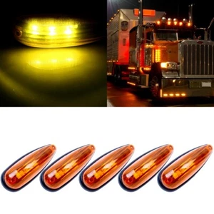 5PCS TRAILER TRUCK BUS ROOF CAB CLEARANCE LIGHT AMBER LED SIDE MARKER SEALED - Picture 1 of 10