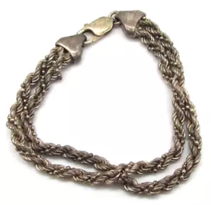 BRACCIALE MILOR Italia marcato ARGENTO STERLING 925 doppia corda lungo 7 1/4 pollici - Foto 1 di 7