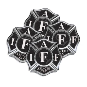 Calcomanías de pegatinas IAFF paquete de 4 bomberos cruz maltesa internacional 2" de ancho negro blanco - Imagen 1 de 1