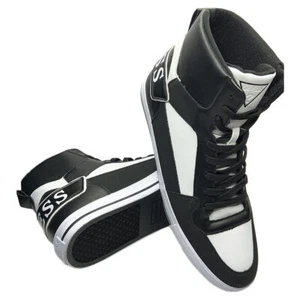 MSRP $109.99 NWT GUESS PASQ MEN'S BLACK WHITE HIGH TOP SNEAKERS SHOES SIZE 12 13 - Picture 1 of 6