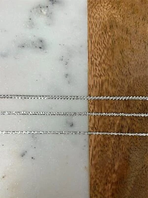 Collar de cadena brillante de plata de ley 925 sólida real con corte de diamante de 2 mm 2,5 mm 3 mm Foto 1 de 4