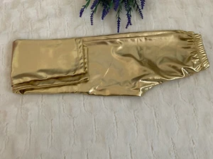 Speerise Girls Kids High Waisted Shiny Metallic Dance Fashion Leggings GOLD 10 - Picture 1 of 5