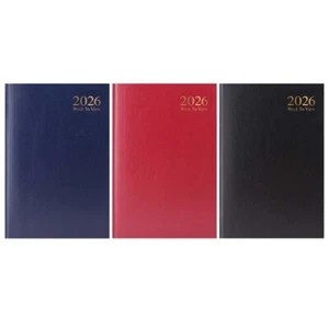 2026 A4 WEEK TO VIEW DIARY - BLACK/BLUE/RED - ONLY £5.89 - Picture 1 of 9