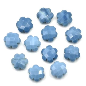 Natural Blue Opal Daisy Flower Design Hand Carved Loose Birthstone Healing Stone - Picture 1 of 5