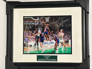 PSA Larry Bird Dennis Rodman Signed 11x14 Photo Framed /nameplate (Sticker Only)