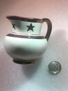 Old Castle England 2.5 x 3 Antique Miniature Pitcher Vase Elegant Painted Stars - Picture 1 of 6