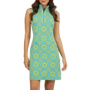 IBKUL Scarlet Mock Neck Dress M L Sleeveless Turquoise Golf Tennis Womens NEW - Picture 1 of 2