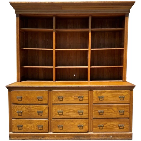 Huge Country Store Multi-Drawer Cabinet with Bookcase Top Cover