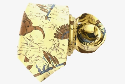 LANDS' END CORBATA HOMBRE AMARILLO/CABEZA DE TORO CALAVERA ANCHO: 3,50" LARGO 57" Foto 1 de 3