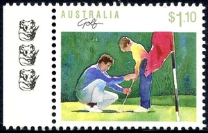 1989 Australian Stamps, Sport Series Golf 3 Koala Reprint on Left Side - Picture 1 of 1