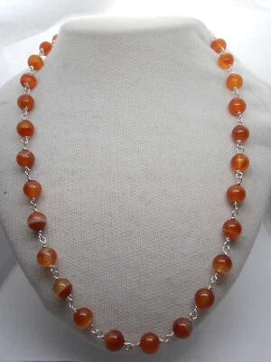 Collana in Agata Naturale e Argento 925 - Girocollo Pietre Dure - Immagine 1 di 4