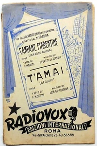 SPARTITO MUSICALE CAMPANE FIORENTINE T'AMAIBEGUINE RUMBA RADIOVOX 1948 FRAGNA - Foto 1 di 2