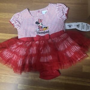 NWT Disney Minnie Mouse 6Months Buttoned Dress with Tutu and Skirt Vintage Style