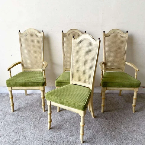 Vintage Faux Bamboo Cane Back Dining Chairs by Stanley Furniture Co Cover