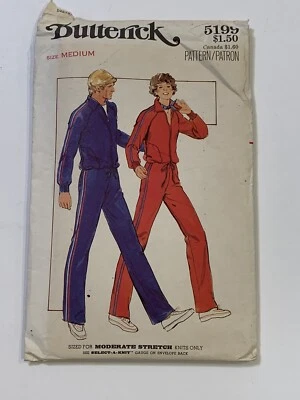 Butterick 5199 Misses Top & Pants M Medium Pattern 70s 80s Joggers Stretch Knit - Image 1 of 3