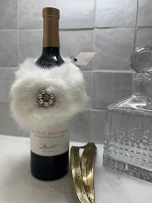 Faux Fur Mink Wine Bottle Stole Collar Sleeve D. Stevens Neiman Marcus Bling! - Image 1 of 4