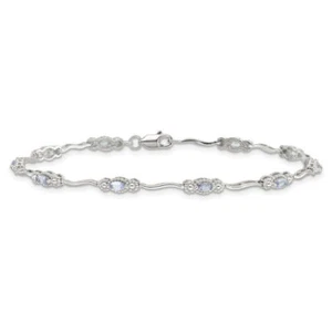 Stering Silver Tanzanite Tennis Bracelet - Picture 1 of 16