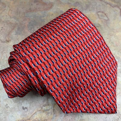 Corbata Firenze Pure Silk roja geométrica Power Foto 1 de 4