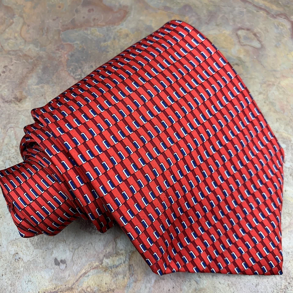 Corbata Firenze Pure Silk roja geométrica Power Foto 1 de 4