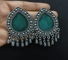 Silver Oxidised Indian Afghani Designer Fashionable Enameled Studs Earrings