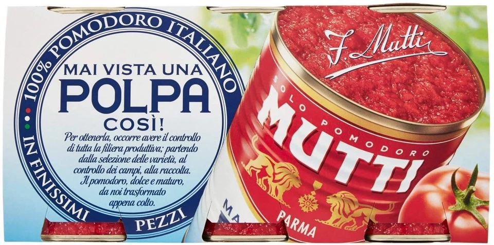 Mutti Polpa di Pomodoro 100% Italiano in Pezzi Finissimi (3 Lattine da 400g)