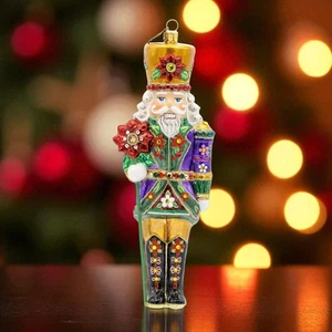 Jay Strongwater Poinsettia Nutcracker Ornament SDH20113-250-D - Picture 1 of 4