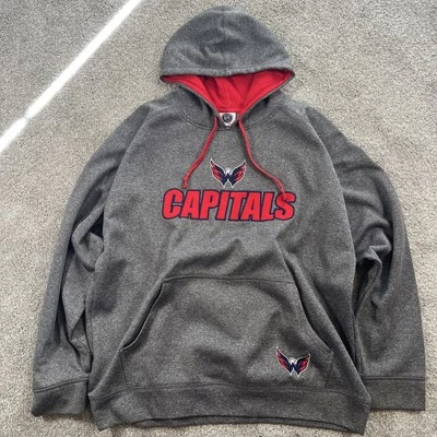 Washington Capitals NHL Gray Hoodie Sweatshirt XL Red Hood Lined Kangaroo Pocket - Image 1 of 4
