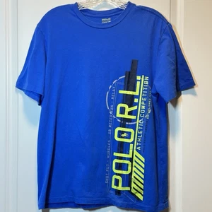 Polo Ralph Lauren T-Shirt Size XL (18-20) Youth Blue Green Crew Neck Shirt - Picture 1 of 12