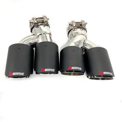 1 Pair Akrapovic Dual Exhaust Tip Carbon Tailpipe For BMW 525i 528i 530i G30 G31 - Image 1 of 4