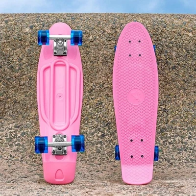 27in Pink Blue Cruiser Skateboard Non Slip Deck Smooth ABEC PU Wheels Portable - Image 1 of 4