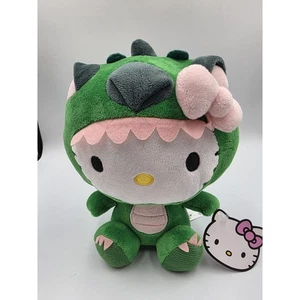 "Disfraz de dinosaurio de peluche Sanrio Hello Kitty 9"" lindo muñeco de juguete nuevo con etiquetas" - Imagen 1 de 8