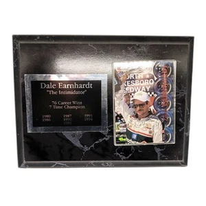Dale Earnhardt "The Intimidator" 76 Career Wins 8" X 5.75" Black Wooden Plaque - Picture 1 of 2