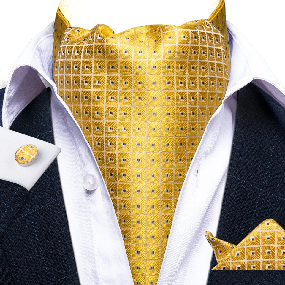 Juego de 3 gemelos cuadrados de bolsillo Cravat Ascot para hombre boda formal informal Foto 1 de 4