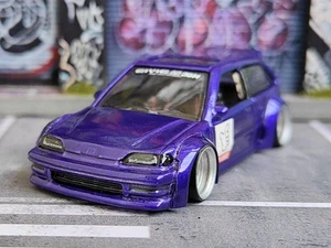 Hot Wheels Custom Honda Civic Ef9 Over Fender Purple Tomica Modification - Picture 1 of 9