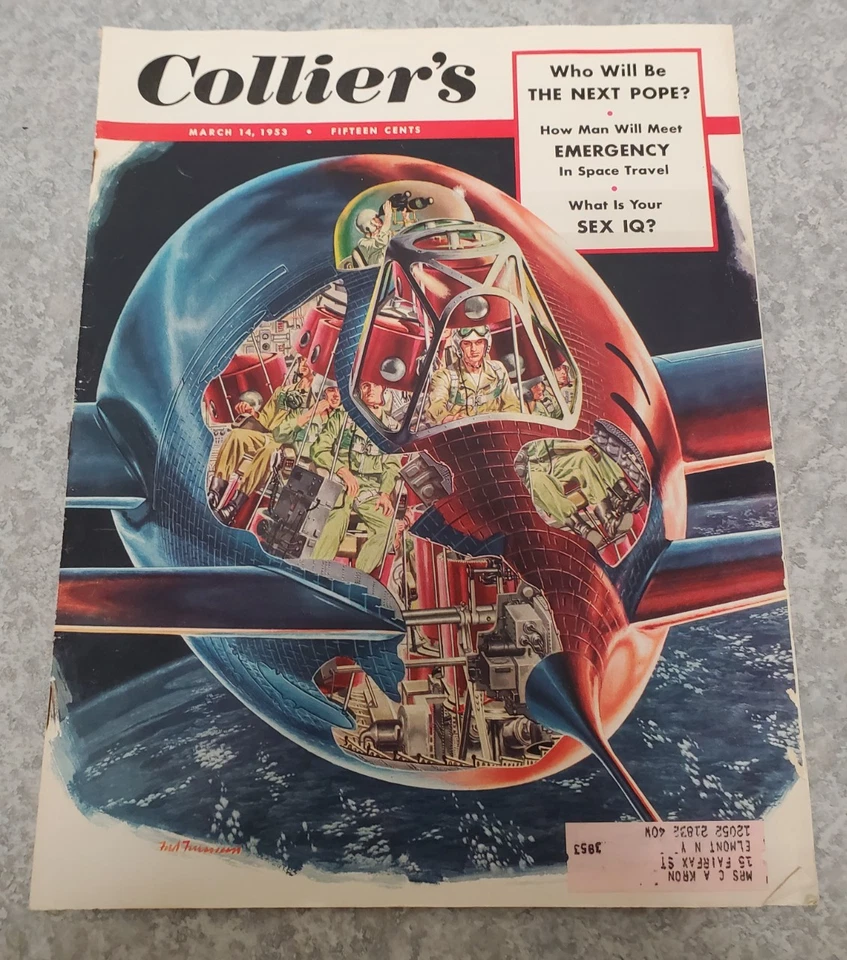 Vtg Collier's Magazine March 1953 - How Man Will Meet Emergency in Space Travel Foto 1 de 4