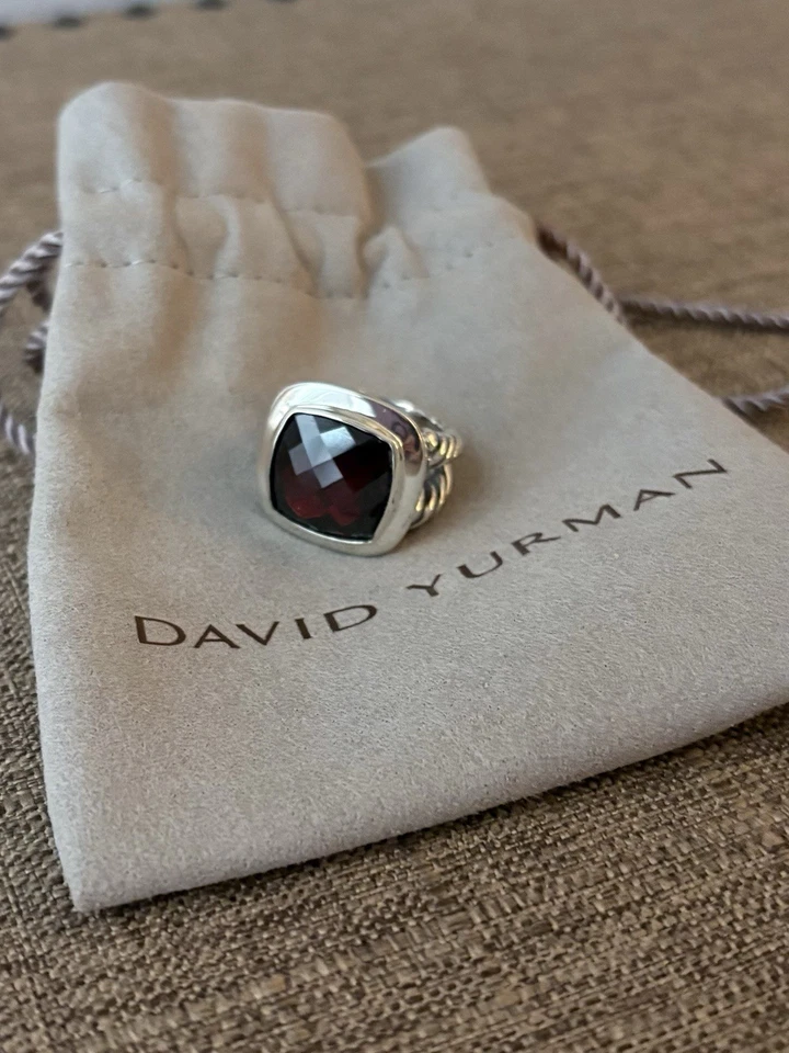 David Yurman Impressive Sterling Silver Garnet Ring Size 5 W/ Pouch - Image 1 of 3